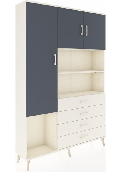 Arges Dolap 7 Raflı 4 Çekmeceli 3 Kapaklı 132X30X195 Aytaşı-Antrasit/aytaşı fiyatları