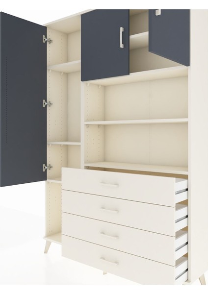 Arges Dolap 7 Raflı 4 Çekmeceli 3 Kapaklı 132X30X195 Aytaşı-Antrasit/aytaşı fırsatları