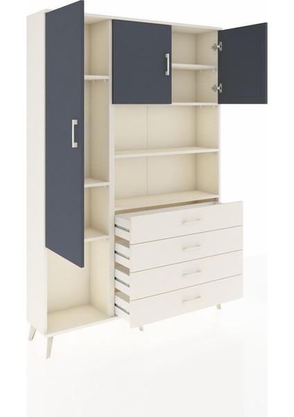 Arges Dolap 7 Raflı 4 Çekmeceli 3 Kapaklı 132X30X195 Aytaşı-Antrasit/aytaşı indirimleri