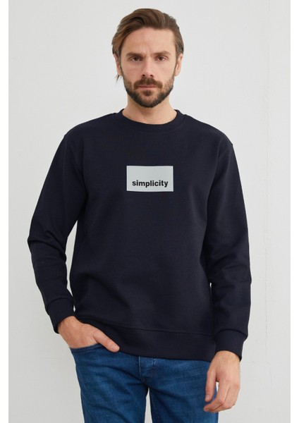 Simplicity Yazı Baskılı Bisiklet Yaka Sweatshirt fiyatları