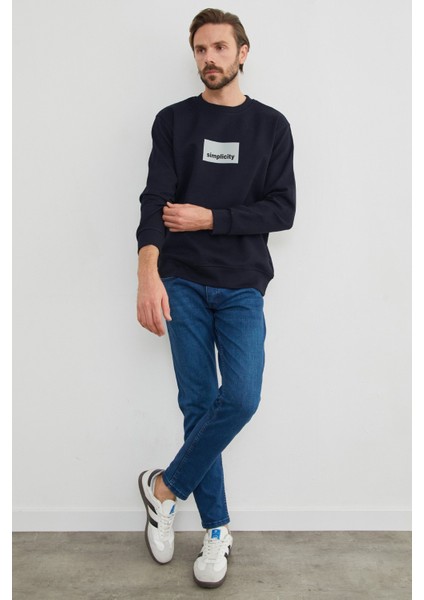 Simplicity Yazı Baskılı Bisiklet Yaka Sweatshirt fırsatları