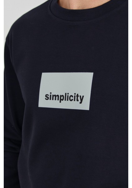 Simplicity Yazı Baskılı Bisiklet Yaka Sweatshirt