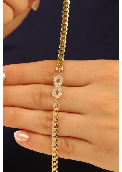 Taşlı Model Sonsuzluk Gurmet Altın Bileklik CGKBLK0362