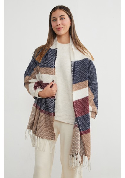 Renk Bloklu Petek Desenli Şal modelleri