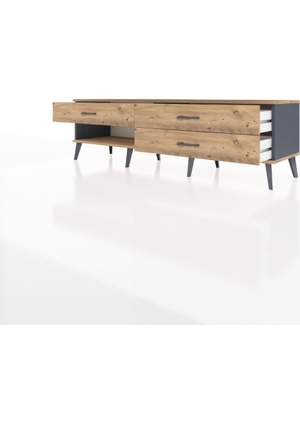 Hyperion Tv Ünitesi 3 Çekmeceli 176X44X51 Antrasit-Çam/çam modelleri
