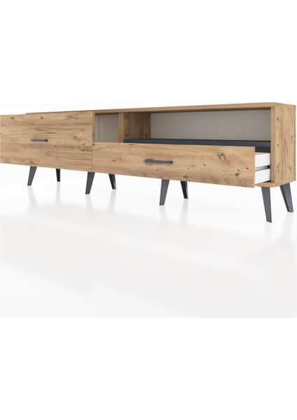 Arges Tv Ünitesi Tek Raflı 2 Çekmeceli 176X30X51 Çam-Antrasit/çam fırsatları