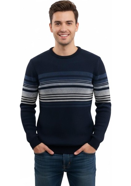 Erkek Sıfır Yaka Kazak Selanik Örgü Klasik Kalıp 5245C BGL-ST04860