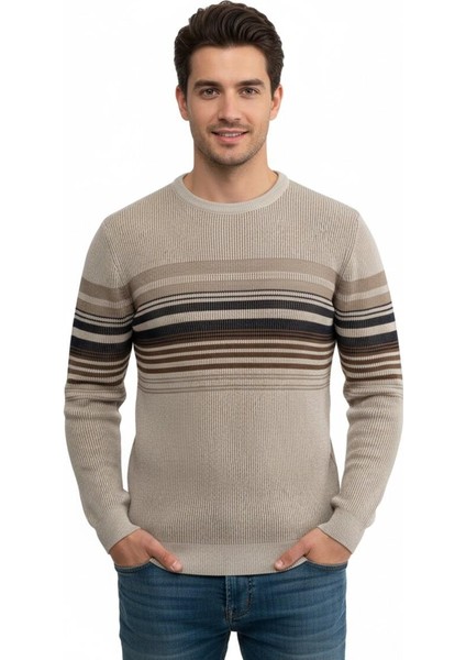 Erkek Sıfır Yaka Kazak Selanik Örgü Klasik Kalıp 5245C BGL-ST04860