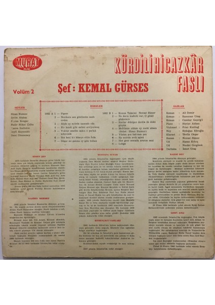Kemal Gürses - Kürdilihicazkâr Faslı Lp Plak PLK438 fiyatları