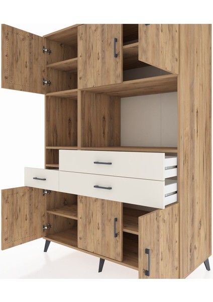 Kronos Dolap 9 Raflı 3 Çekmeceli 6 Kapaklı 132X59X195 Çam-Çam/aytaşı fırsatları