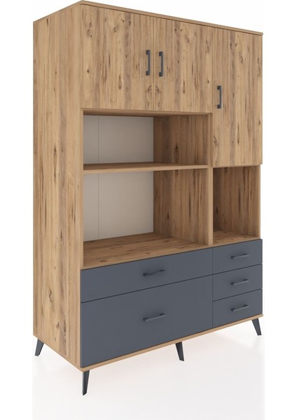 Kronos Dolap 8 Raflı 5 Çekmeceli 3 Kapaklı 132X59X195 Çam-Çam/antrasit fiyatları