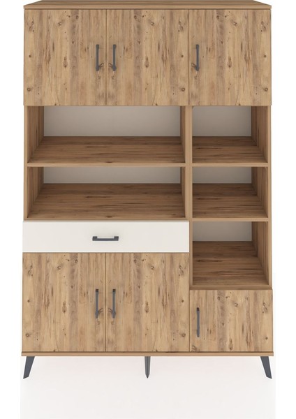 Hyperion Dolap 10 Raflı Tek Çekmeceli 6 Kapaklı 132X44X195 Çam-Çam/aytaşı