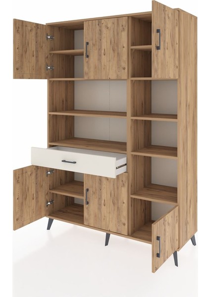 Hyperion Dolap 10 Raflı Tek Çekmeceli 6 Kapaklı 132X44X195 Çam-Çam/aytaşı modelleri