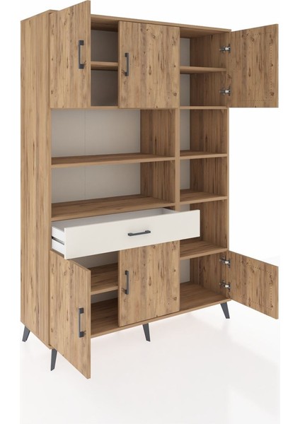 Hyperion Dolap 10 Raflı Tek Çekmeceli 6 Kapaklı 132X44X195 Çam-Çam/aytaşı indirimleri