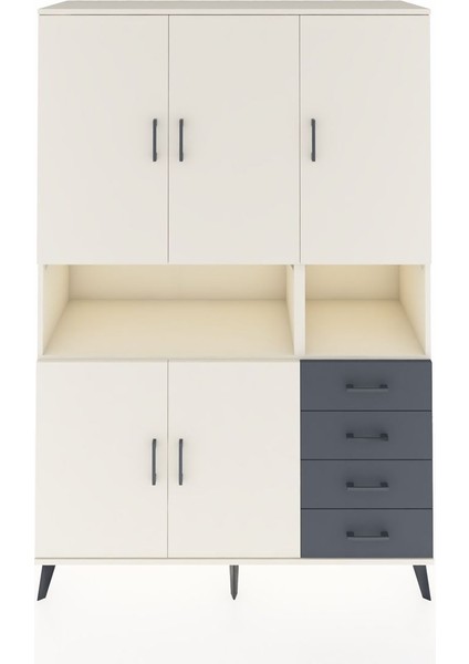 Hyperion Dolap 7 Raflı 4 Çekmeceli 5 Kapaklı 132X44X195 Aytaşı-Aytaşı/antrasit