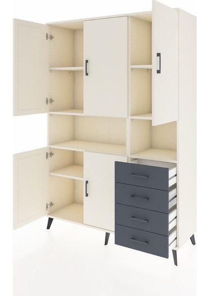 Hyperion Dolap 7 Raflı 4 Çekmeceli 5 Kapaklı 132X44X195 Aytaşı-Aytaşı/antrasit modelleri