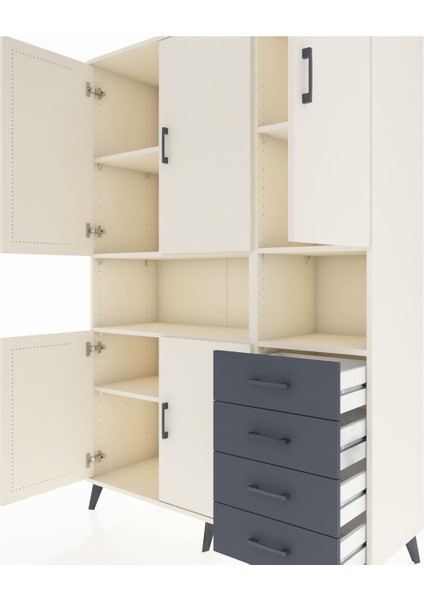 Hyperion Dolap 7 Raflı 4 Çekmeceli 5 Kapaklı 132X44X195 Aytaşı-Aytaşı/antrasit fırsatları
