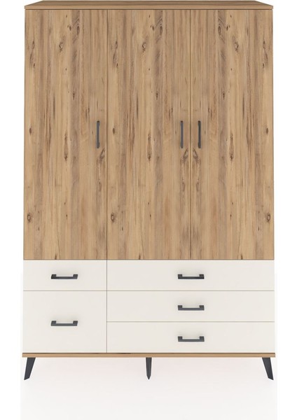 Hyperion Dolap 5 Raflı 5 Çekmeceli Tek Askılı 132X44X195 Çam-Çam/aytaşı