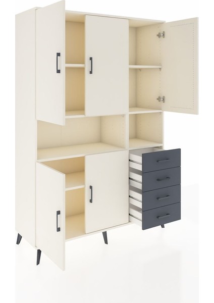 Hyperion Dolap 7 Raflı 4 Çekmeceli 5 Kapaklı 132X44X195 Aytaşı-Aytaşı/antrasit indirimleri