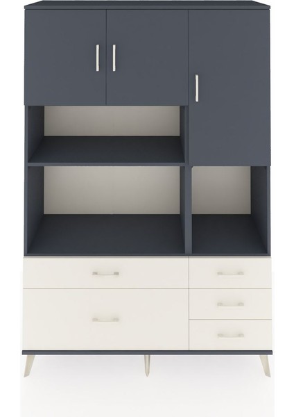Hyperion Dolap 8 Raflı 5 Çekmeceli 3 Kapaklı 132X44X195 Antrasit-Antrasit/aytaşı