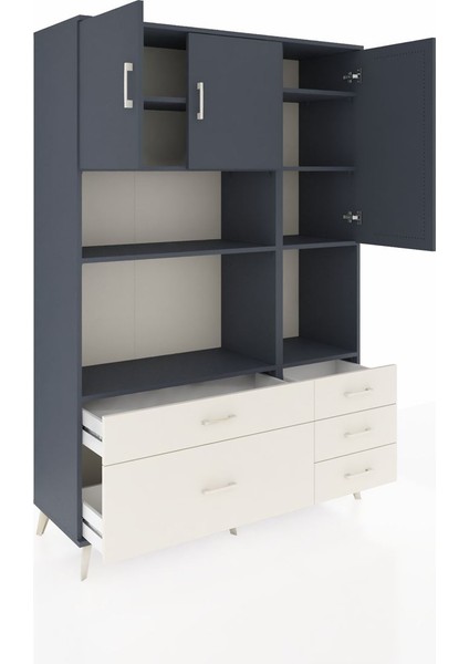 Hyperion Dolap 8 Raflı 5 Çekmeceli 3 Kapaklı 132X44X195 Antrasit-Antrasit/aytaşı indirimleri