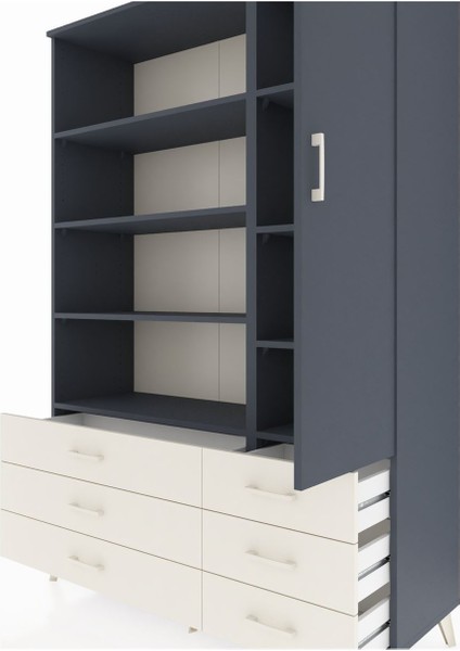 Hyperion Dolap 8 Raflı 6 Çekmeceli Tek Kapaklı 132X44X195 Antrasit-Antrasit/aytaşı fırsatları