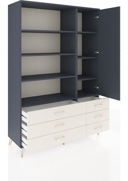 Hyperion Dolap 8 Raflı 6 Çekmeceli Tek Kapaklı 132X44X195 Antrasit-Antrasit/aytaşı indirimleri