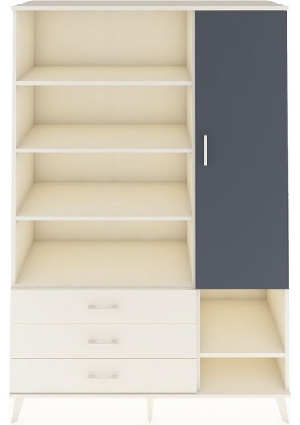 Hyperion Dolap 9 Raflı 3 Çekmeceli Tek Kapaklı 132X44X195 Aytaşı-Antrasit/aytaşı
