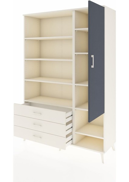 Hyperion Dolap 9 Raflı 3 Çekmeceli Tek Kapaklı 132X44X195 Aytaşı-Antrasit/aytaşı modelleri