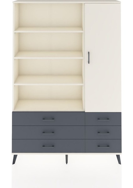 Arges Dolap 8 Raflı 6 Çekmeceli Tek Kapaklı 132X30X195 Aytaşı-Aytaşı/antrasit