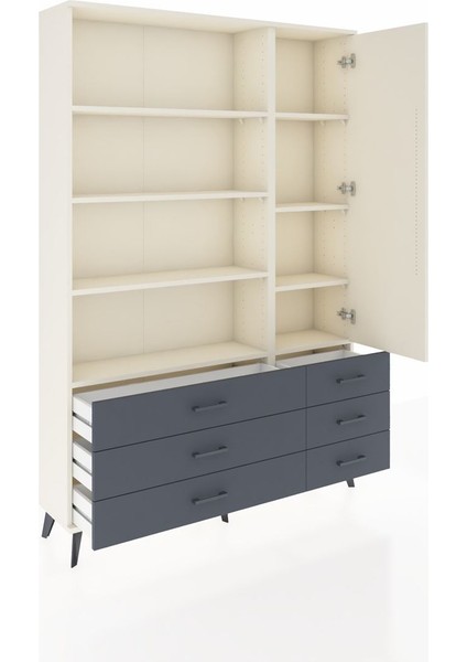 Arges Dolap 8 Raflı 6 Çekmeceli Tek Kapaklı 132X30X195 Aytaşı-Aytaşı/antrasit indirimleri