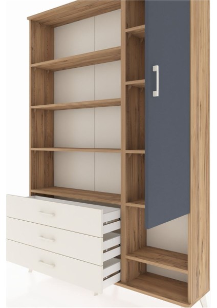 Arges Dolap 9 Raflı 3 Çekmeceli Tek Kapaklı 132X30X195 Çam-Antrasit/aytaşı fırsatları