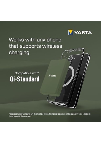 Power Bank 5.000MAH, Powerbank, Mag Pro Power On, Caricabatterie Portatile Con USB C, Compatibile Con E Qi (Per Compatibilità Con E ), Verde fiyatları