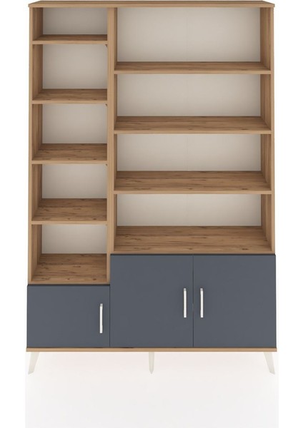 Arges Dolap 10 Raflı 3 Kapaklı 132X30X195 Çam-Antrasit/çam