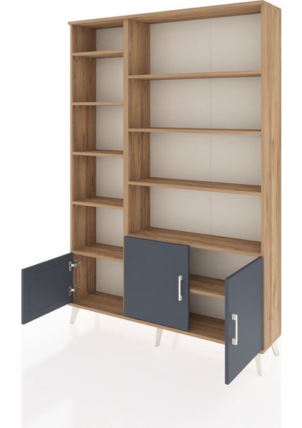 Arges Dolap 10 Raflı 3 Kapaklı 132X30X195 Çam-Antrasit/çam modelleri