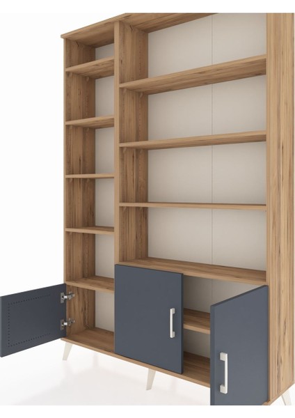 Arges Dolap 10 Raflı 3 Kapaklı 132X30X195 Çam-Antrasit/çam fırsatları