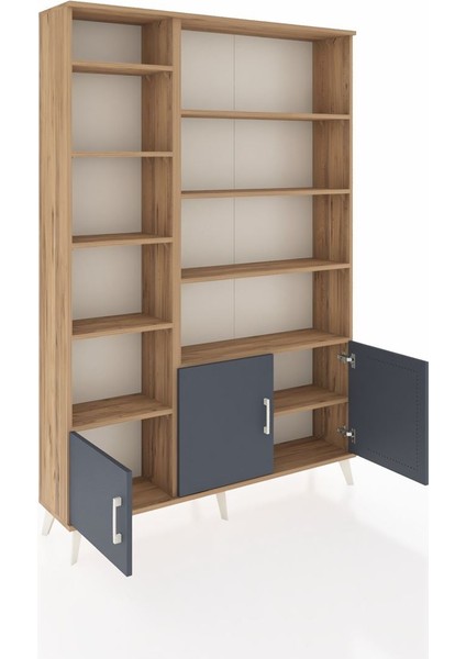 Arges Dolap 10 Raflı 3 Kapaklı 132X30X195 Çam-Antrasit/çam indirimleri