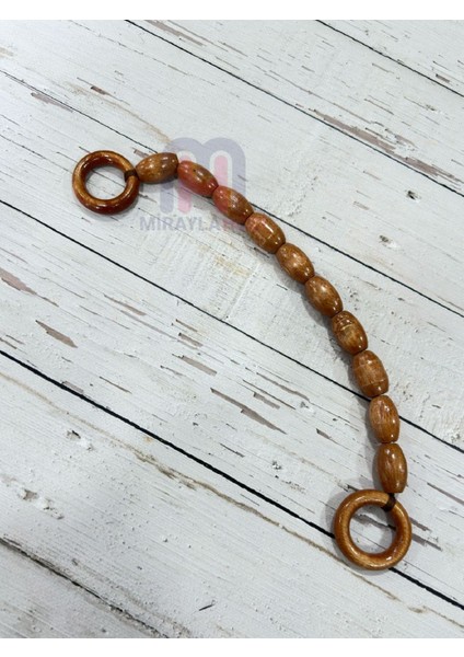 Ahşap Boncuklu Çanta Askısı Ceviz Oval Boncuklu 40 cm 1 Adet