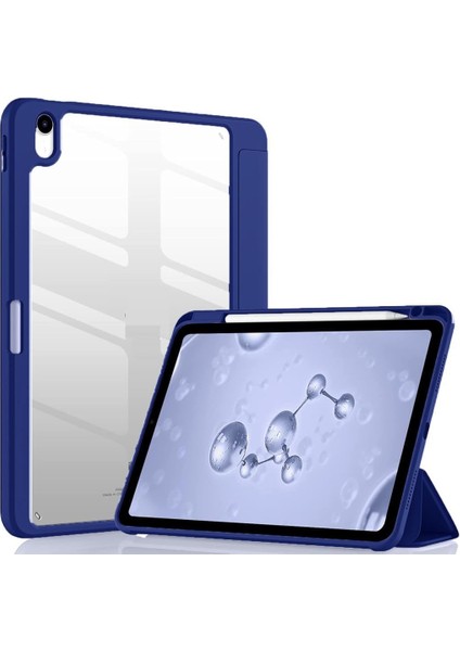 iPad Air 11INÇ M2/m3 2025-2024 ile Uyumlu Kılıf Grafiti Şeffaf Kalem Bölmeli Lacivert
