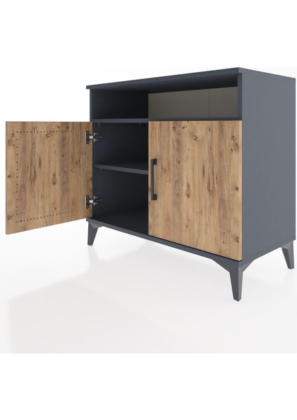 Hyperion Şifonyer 2 Raflı 2 Kapaklı 88X44X80 Antrasit-Çam fırsatları