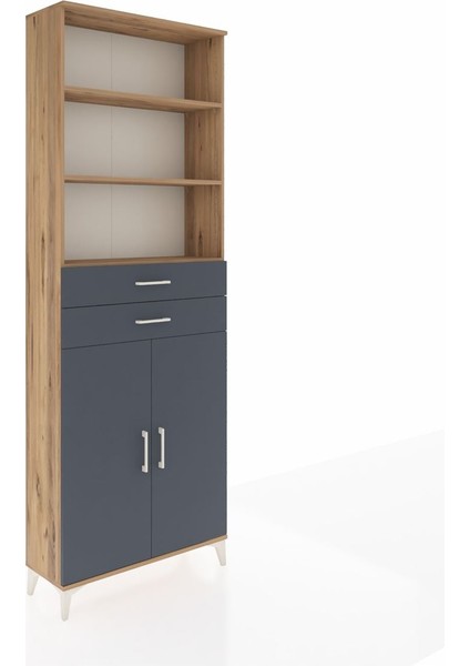 Arges Dolap 4 Raflı 2 Çekmeceli 2 Kapaklı 88X30X243 Çam-Antrasit fiyatları