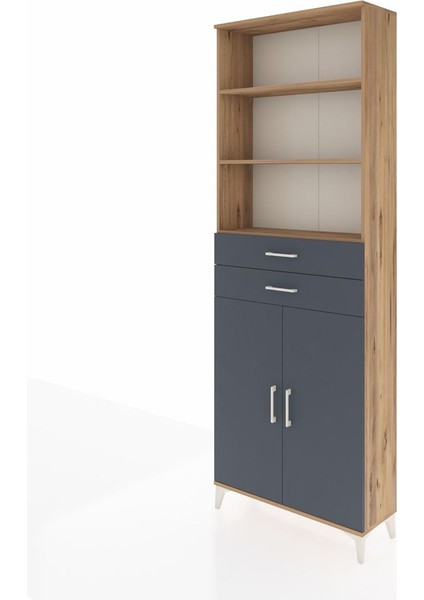 Arges Dolap 4 Raflı 2 Çekmeceli 2 Kapaklı 88X30X243 Çam-Antrasit modelleri