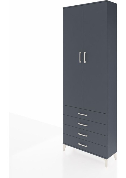 Arges Dolap 5 Raflı 4 Çekmeceli 2 Kapaklı 88X30X243 Antrasit-Antrasit modelleri