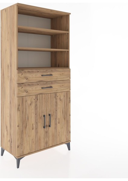 Hyperion Dolap 4 Raflı 2 Çekmeceli 2 Kapaklı 88X44X195 Çam-Çam fiyatları