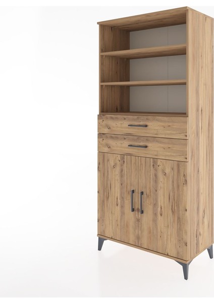 Hyperion Dolap 4 Raflı 2 Çekmeceli 2 Kapaklı 88X44X195 Çam-Çam modelleri