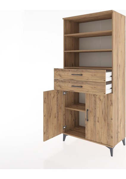 Hyperion Dolap 4 Raflı 2 Çekmeceli 2 Kapaklı 88X44X195 Çam-Çam fırsatları