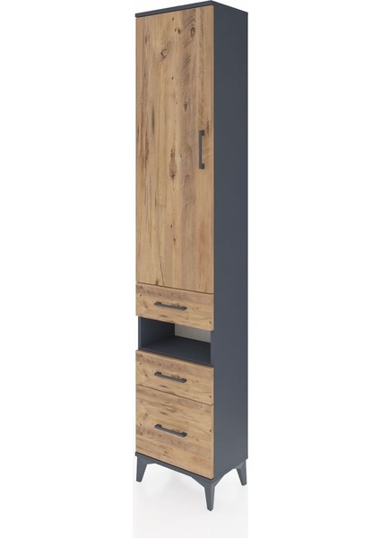 Arges Dolap 4 Raflı 3 Çekmeceli Tek Kapaklı 44X30X221 Antrasit-Çam modelleri