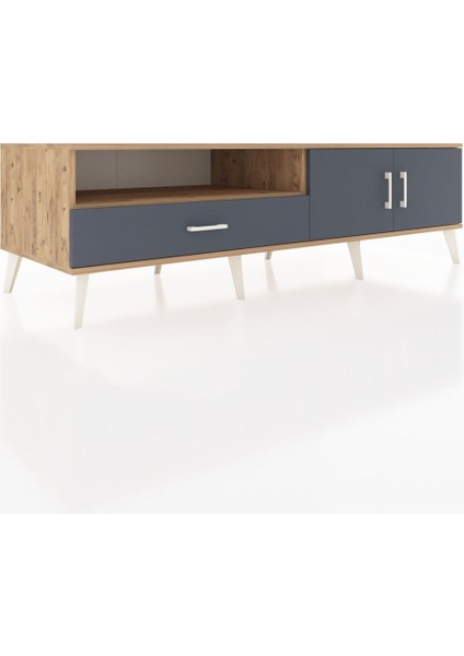 Kronos Tv Ünitesi 2 Raflı Tek Çekmeceli 2 Kapaklı 176X59X51 Çam-Antrasit/antrasit fiyatları