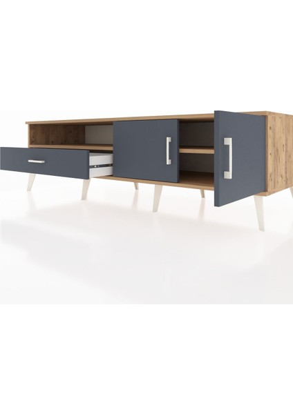 Kronos Tv Ünitesi 2 Raflı Tek Çekmeceli 2 Kapaklı 176X59X51 Çam-Antrasit/antrasit fırsatları
