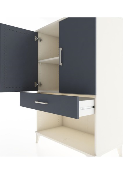 Hyperion Dolap 2 Raflı Tek Çekmeceli 2 Kapaklı 88X44X134 Aytaşı-Antrasit indirimleri